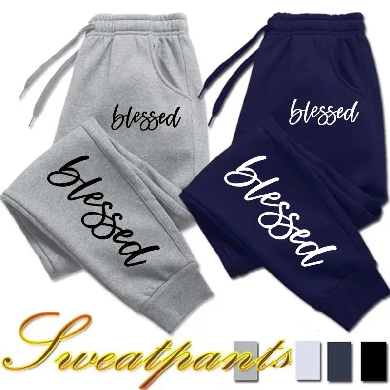 

Autumn Woman Man Casual Loose Sweatpants Letter Printed Fitness Pocket Drawstring Sport Pants Fleece Warm Jogging Sportswear