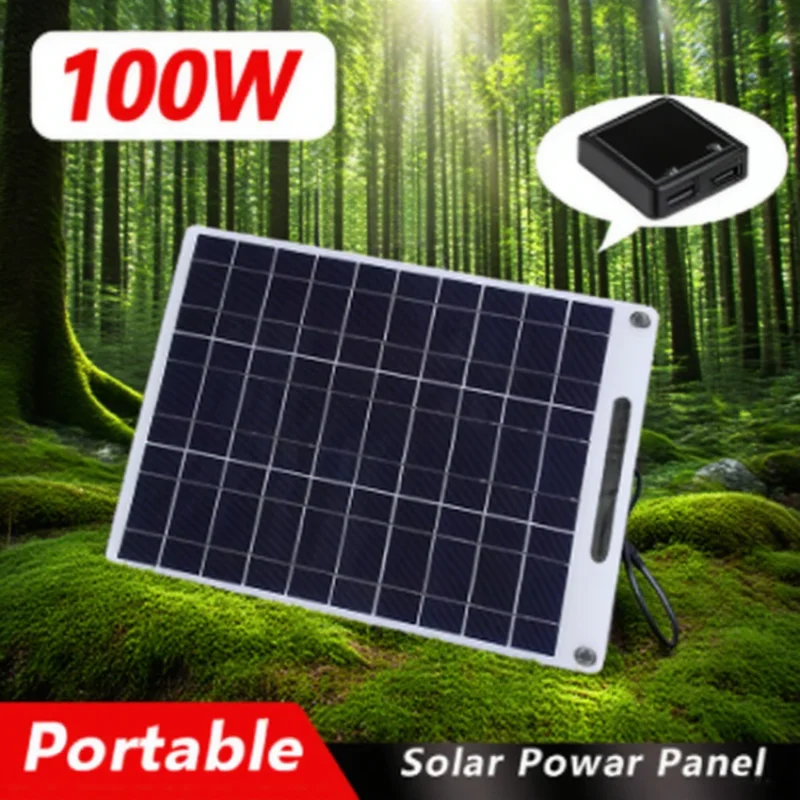 Tragbares 100-W-Solarpanel, geeignet für Outdoor-Wanderungen, Handy-Aufladung im Freien, kleiner Ventilator für den Außenbereich