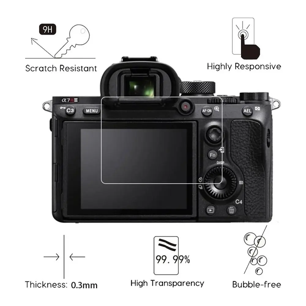 Anti Scratch Screen Protector 9H Hardness Anti Fingerprint Camera Protective Film HD 2.5D Tempered Glass for Sony A74/A7M4/A7IV