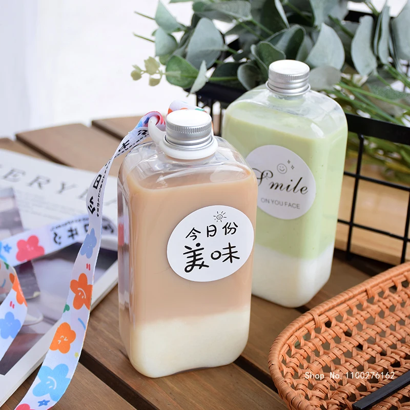 

10pcs Net Red 400ML Milk Tea Ice Coffee Bottle PET Plastic Cold Drink Milkshake Yogurt Cup Diy Strawberry Juice Packaging Bottle