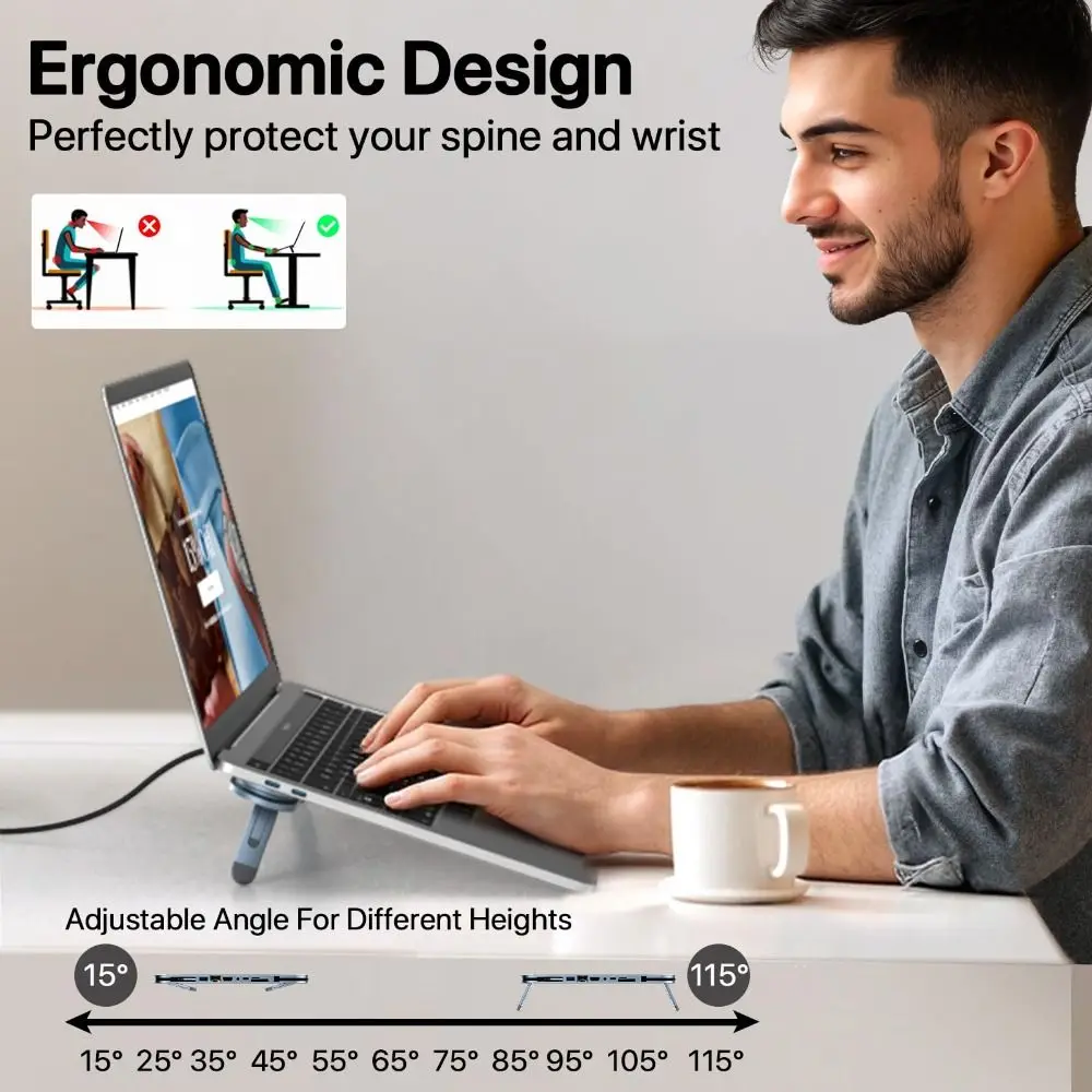 

Профессиональная док-станция для ноутбука 7 в 1, подставка, адаптер с поддержкой 4K HD, USB A 3.0, многопортовый адаптер, алюминиевый корпус, Gigabit Ethernet, USB-C хаб