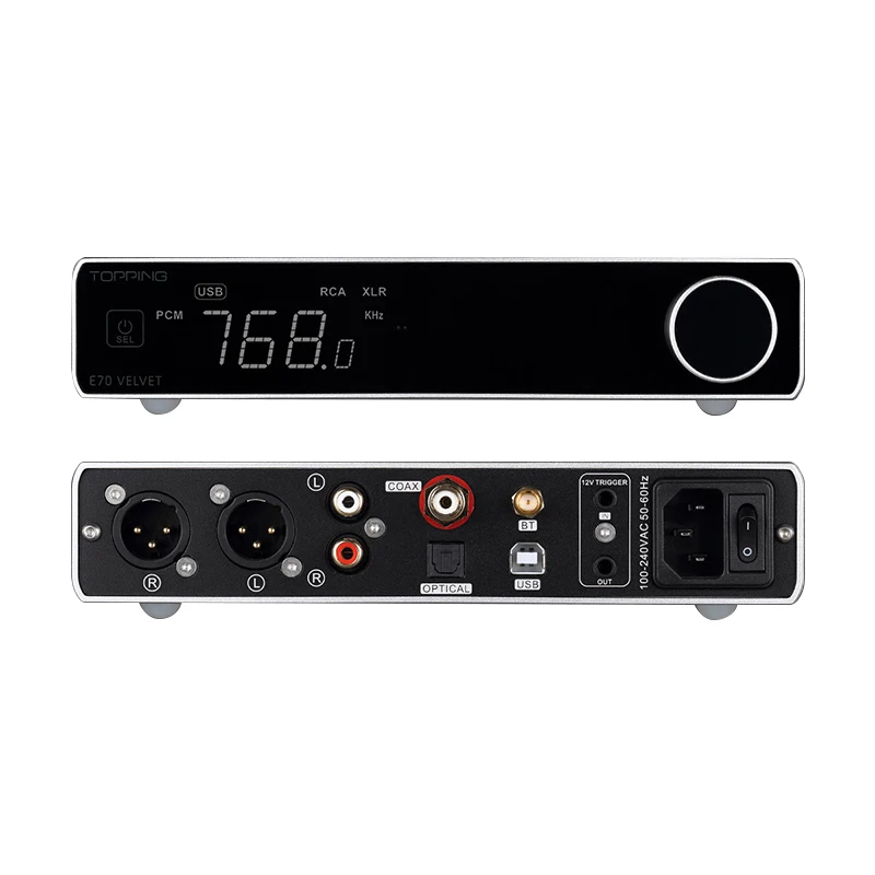 TOPPING E70 VELVET AK4191 AK4499EX USB DAC XMOS XU316 광 동축 블루투스 5.1 LDAC Inpu RCA XLR 출력, 리모컨 포함
