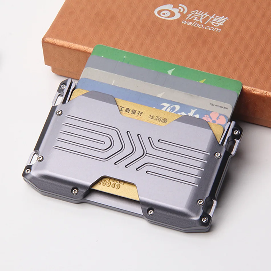 حامل بطاقة الائتمان Rfid محافظ ذكية للرجال معرف البنك عملة مفتاح حامل حافظة معدنية رقيقة ضئيلة الألومنيوم محفظة بسيطة هدية فاخرة
