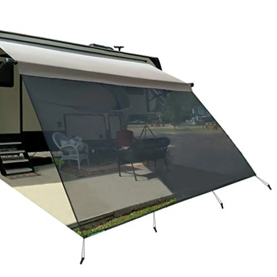 

10' X 15' Mesh Sun Shade Screen for RV Awning Motorhome Camping Trailer Sunblocker Black 3'' Thick 3 Year Warranty