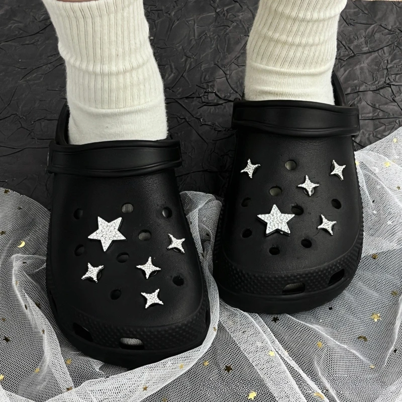 10Pcs New Cute and Fashionable Crystal Star Shoe Flower Accessories Shoes Charms DIY Shoe Accessories Shoe Accessories