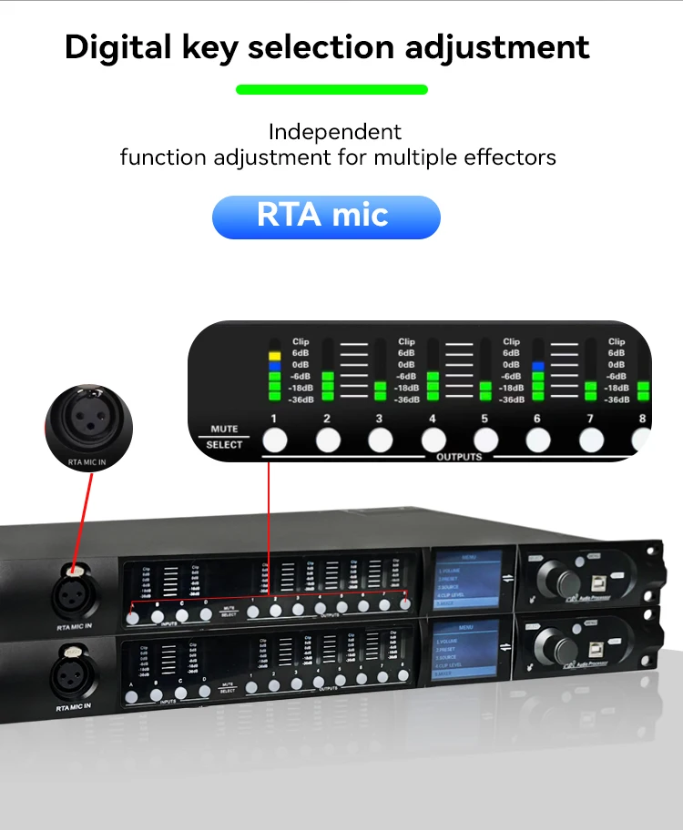Paulkitson Driverack SD448 Digitaler Audio-Prozessor mit Auto FIR/EQ, integrierter USB-Soundkarte, RTA-Unterstützung und 4-in-8-out Prozessor für Mikrofone – Detail 7