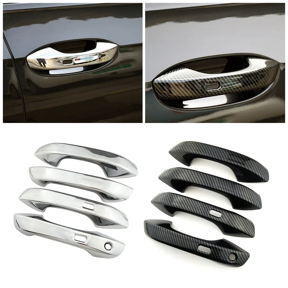 For Volkswagen VW Caddy 2020 2021 2022 Carbon Fiber Color Modify Chrome Door Handle Cover Trim Protection Sticker Anti Scratch