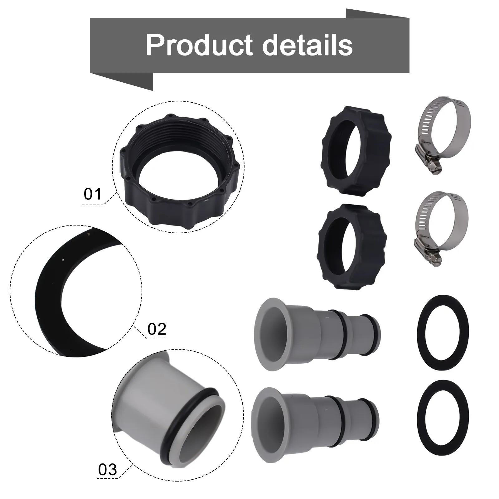Hose Adapter for Intex Pool Converts Threaded Hoses to 1 5 and 1 25 Inch Clamp Style Leak Free Connection Easy to Use
