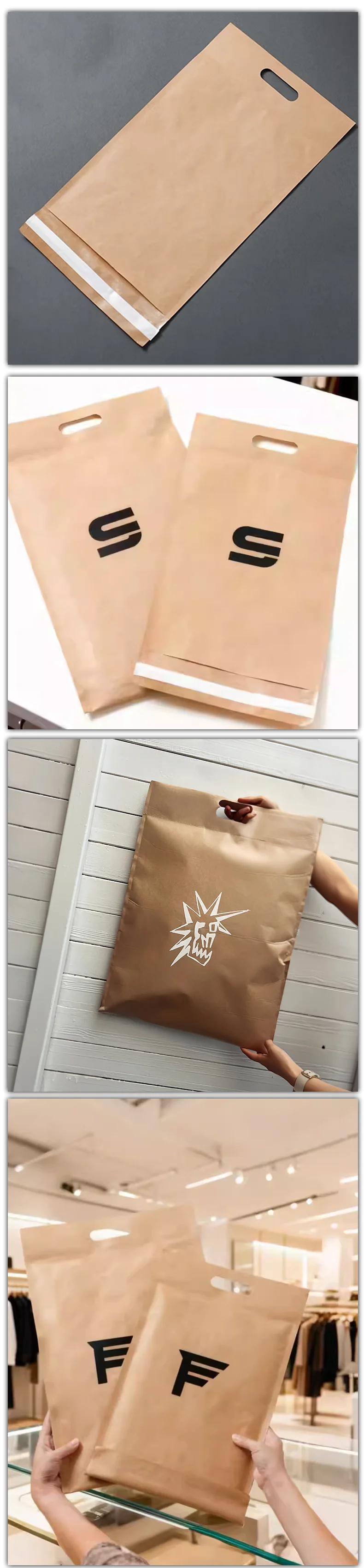 50 Kraftpapier-Expressbeutel, Tragetaschen, Verpackungsbeutel für Bekleidungsgeschäfte, wasserdichte Beutel, Unterstützung für individuelle Logos – Detail 2