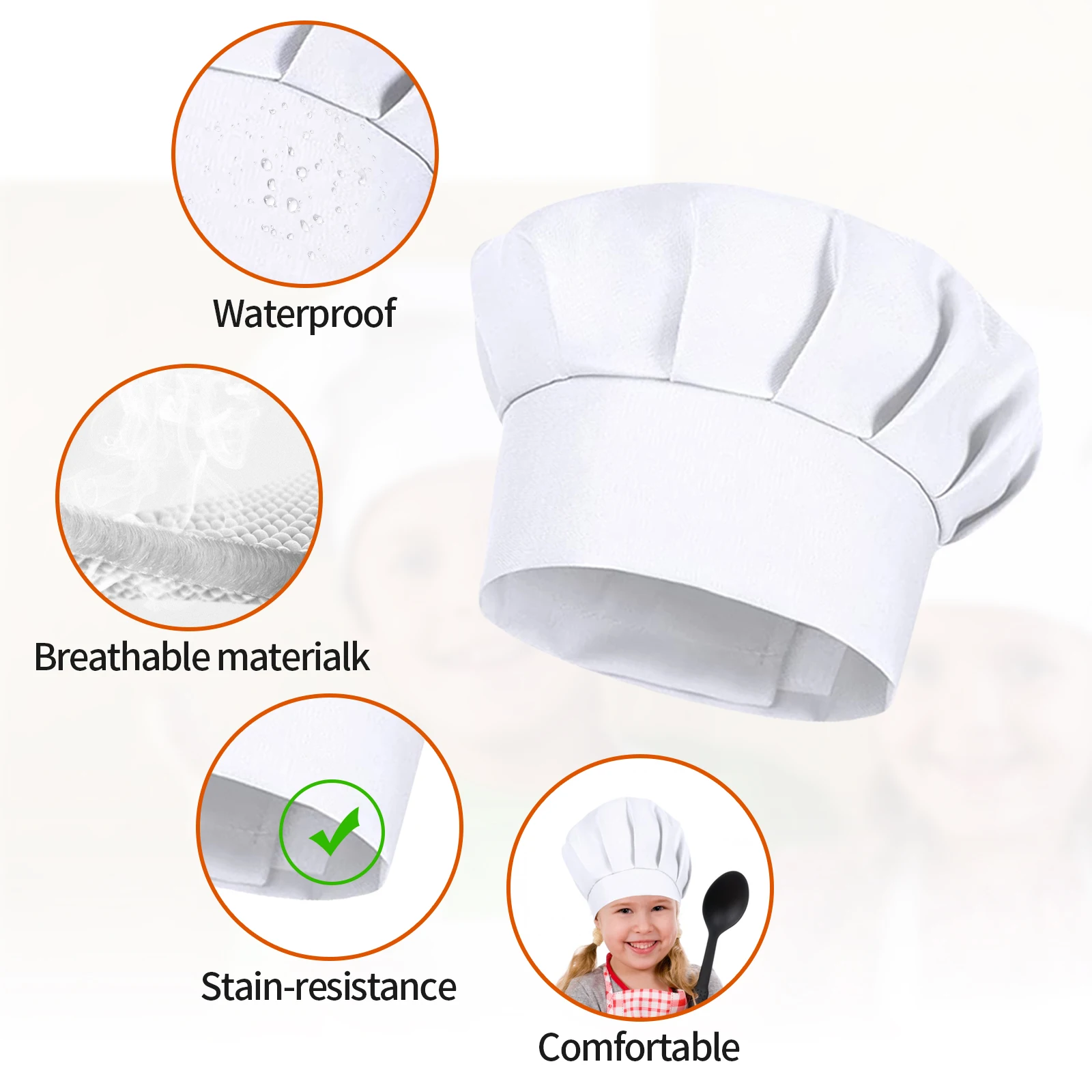 4개 세트 21cm 어린이 베이킹 아기 주방용 흰색 파티 모자 의상 어린이 셰프 모자 베이커 어린이 요리 모자 어린이 흰색 셰프 모자