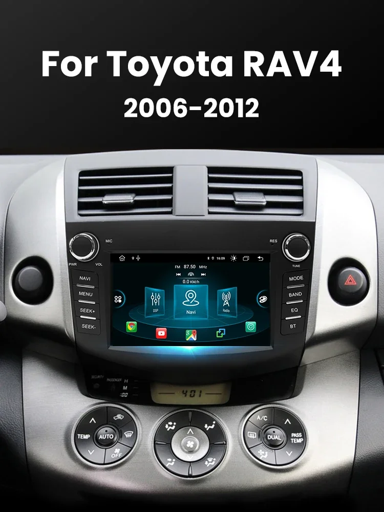 Ai Voice Draadloze Carplay Autoradio Speler Voor Rav4 2006 2007 2008 2009 2010 2011 2012 Android 14 Autoradio 8 + 128Gb Stereo Audio - afbeelding 2