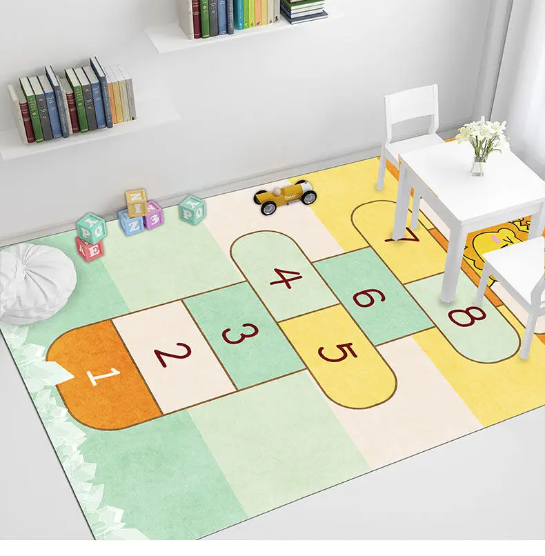 Tapis Rectangulaire Antidérapant pour Chambre de Bébé, Polymère de Jeu, Grande Surface, pour oral et, Sol, Dessin Animé, Mignon