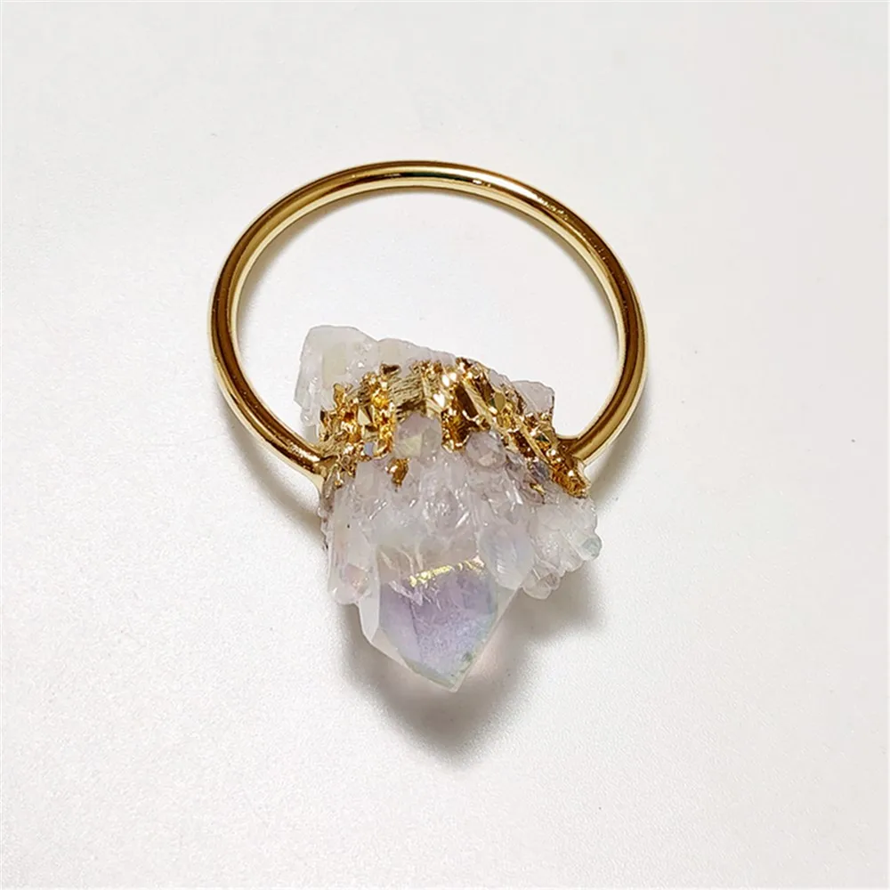 FUWO 1Pc Natural Shining Crystal Point Pendant,Golden Plated Raw Quartz Accessories Boho Pendant For Necklace Making PD482
