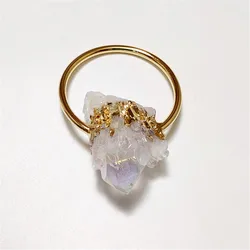 FUWO 1Pc Natural Shining Crystal Point Pendant,Golden Plated Raw Quartz Accessories Boho Pendant For Necklace Making PD482