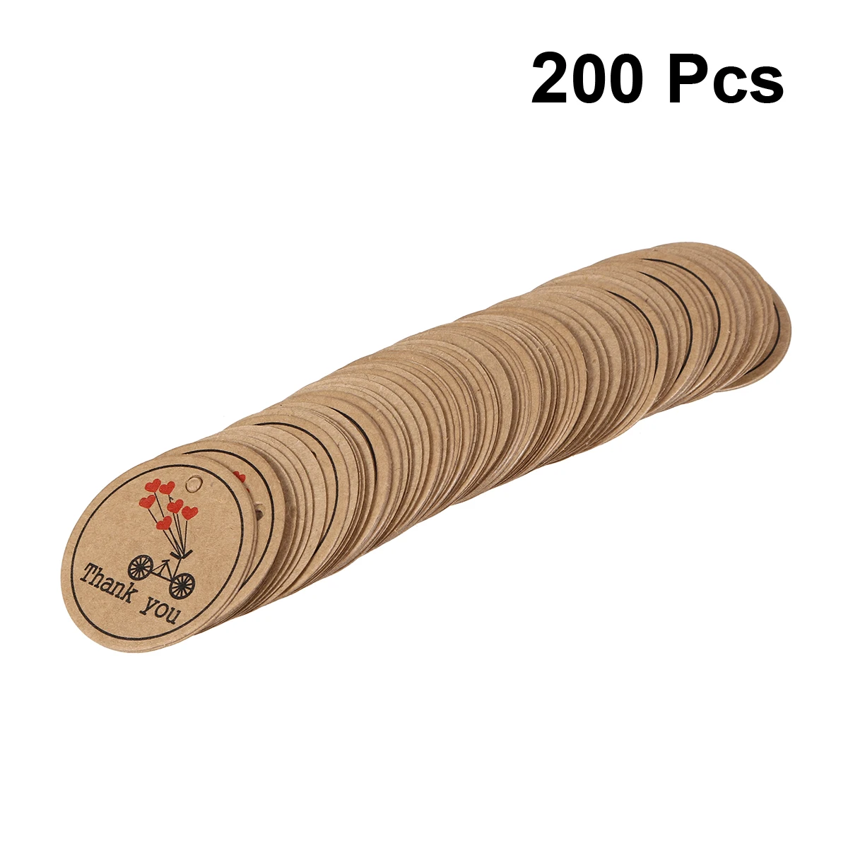 

200 PCS Thanks for The Red Heart Tag Decorative Gift Tags Hangtag Round Paper Manual You