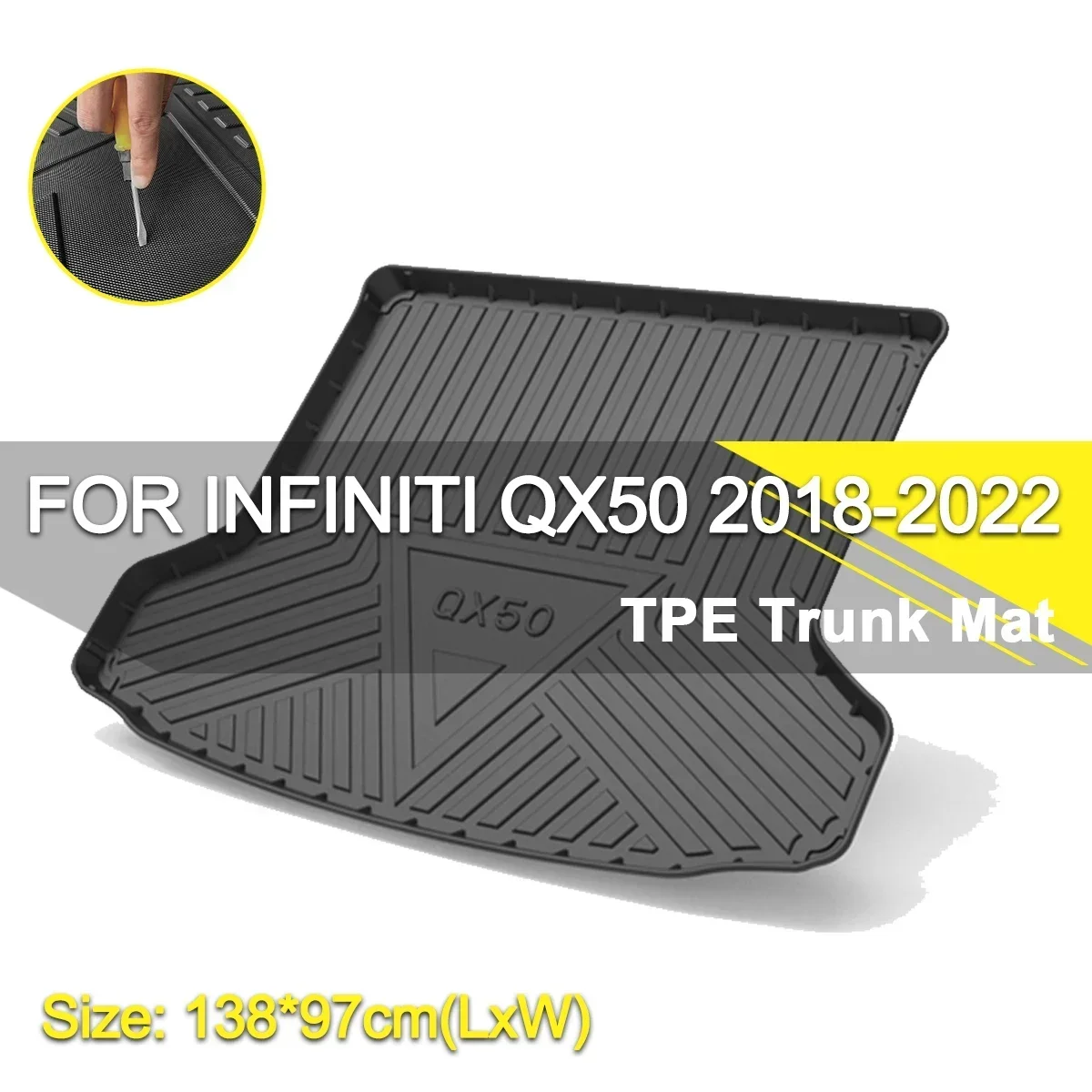 Car Rear Trunk Cover Mat Rubber TPE Non-Slip Waterproof Cargo Liner Accessories For Infiniti QX50 2018-2022