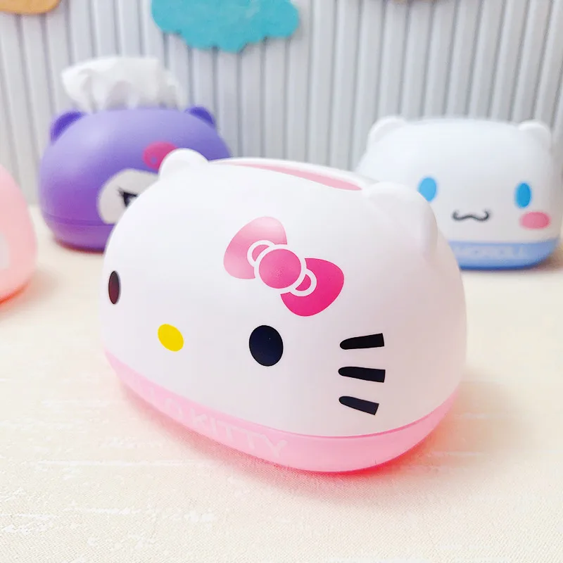 صندوق مناديل كارتون سانريو ياباني كاواي هالو كيتي كورومي صندوق ورقي منزلي صندوق مناديل ميلودي إبداعي