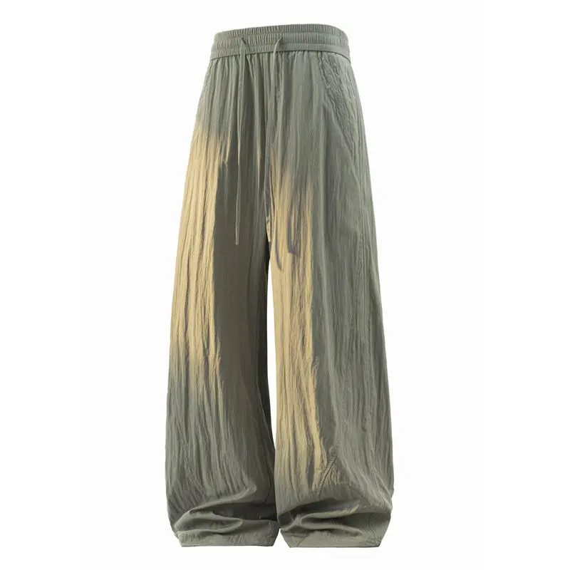 

Новые летние мужские легкие повседневные брюки 2026 года: модные свободные прямые брюки с завязками и манжетами