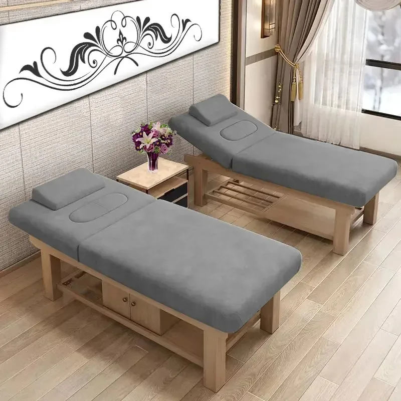 Civière de lit professionnelle en bois, tables de massage esthétiques, canapé de cabine, salon de beauté