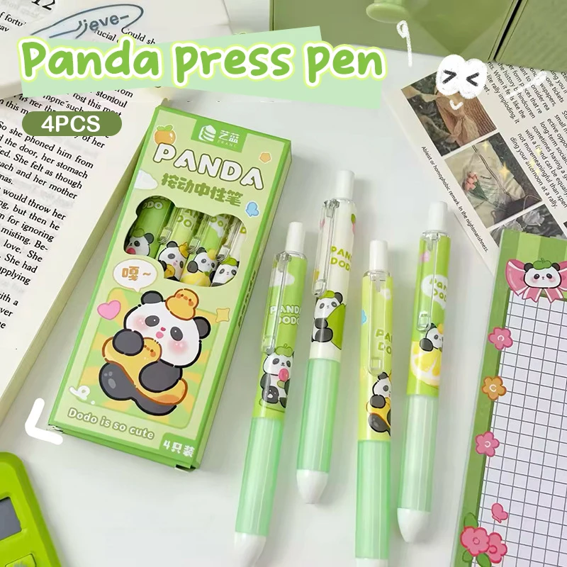 

4Pcs Cute Creative Kawaii Panda Office Students Stationery School Writing Pen Ballpoint Pen Press Gel Pen Set School Supplies