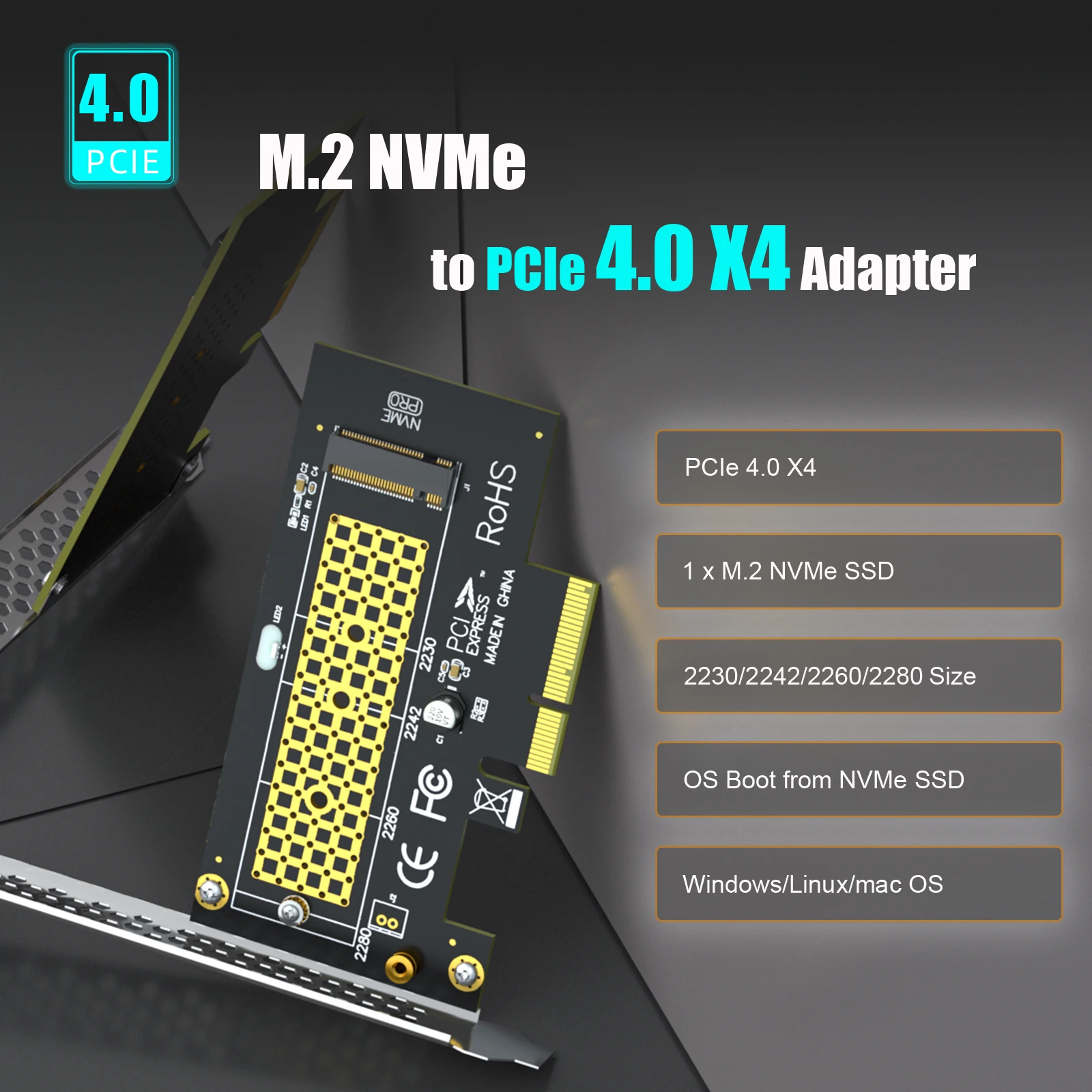 M.2 NVMe to PCIe X4 Adapter