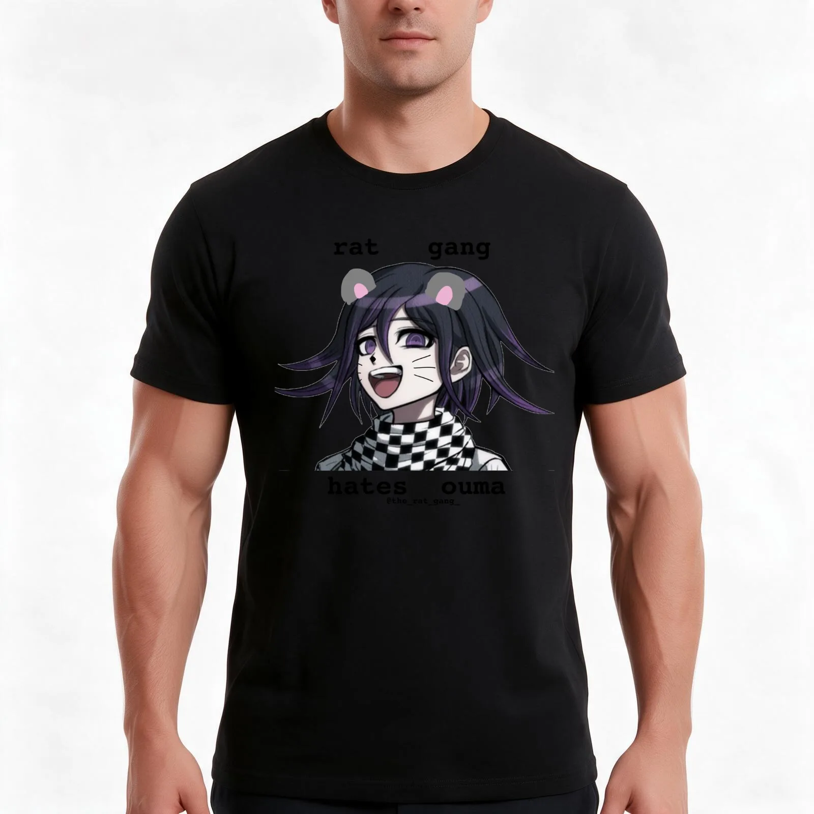 Rat gang hates ouma T-Shirt, Summer Casual Cotton Tee, Oversized Streetwear Tops, Vintage Graphic Print, Loose Fit Short Sleeve