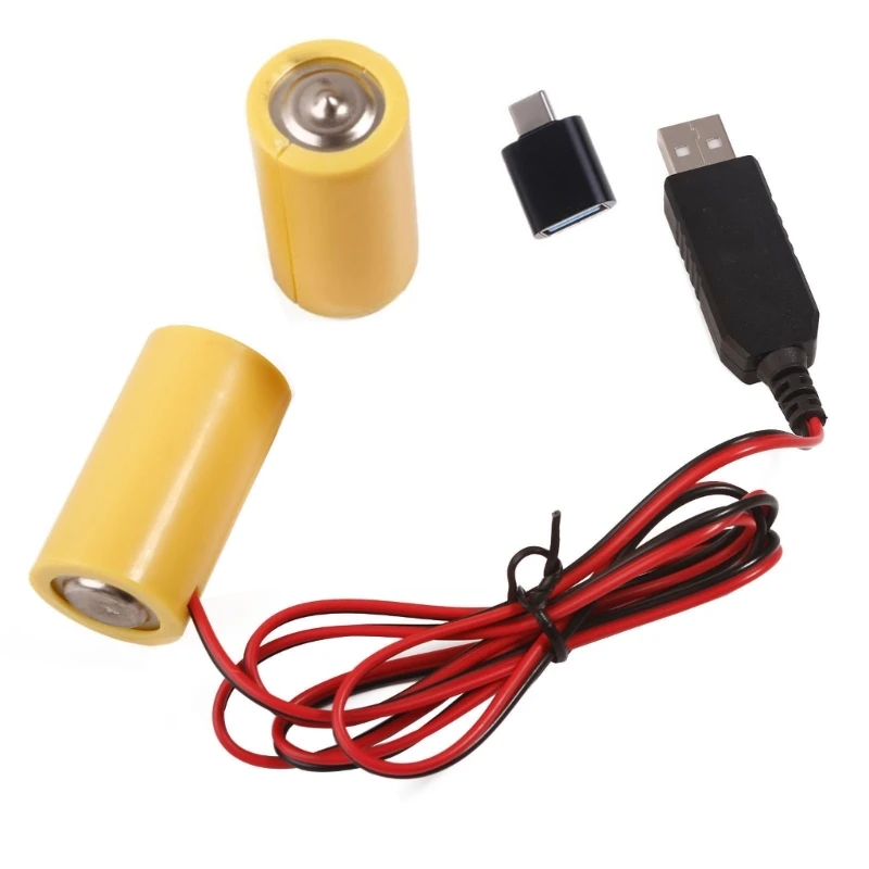 

Universal LR14 C Battery Eliminators USB Powered Cable with Type C Adapter Replace 2Pcs 1.5V C Size Battery for LED Lamp