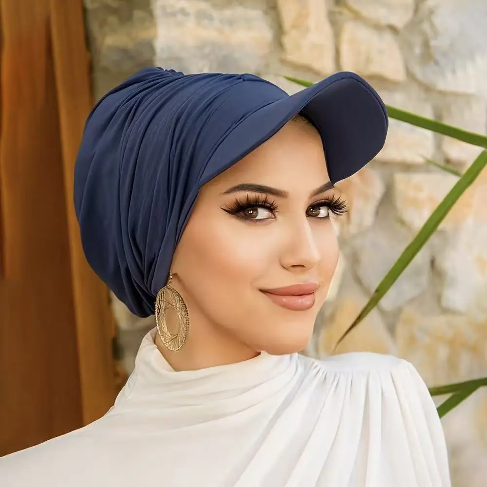Casual a tesa larga Copricapo Cappello per le donne Musulmano Turbante Cap Chemio Pullover Cofano Berretti da viaggio Cappello da sole Perdita di capelli Avvolgente per la testa Nuovo