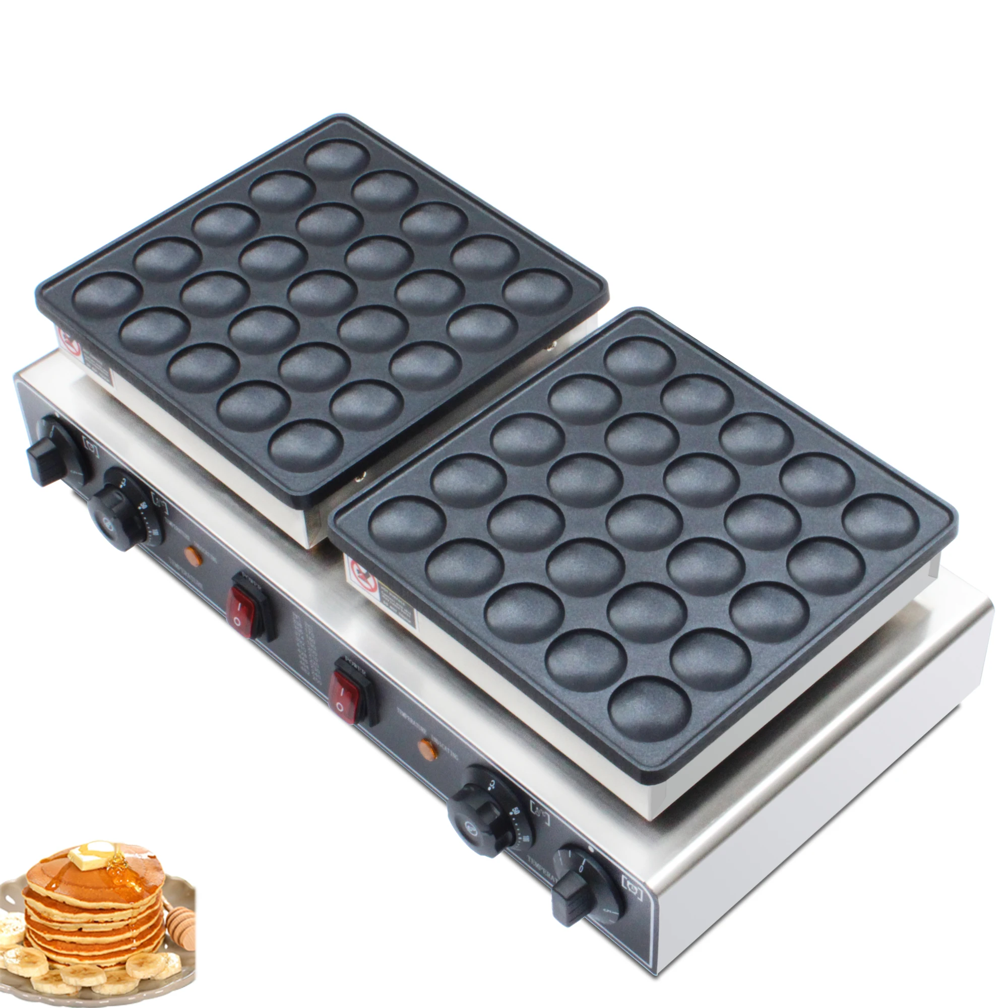 Stainless steel  110V/220V double slice 50 hole mini pancake machine muffin maker commercial electric Dutch Poffertjes grill