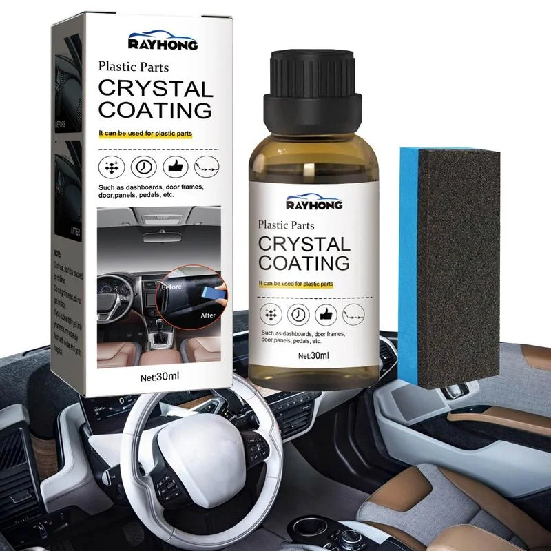 30ml Plastics Restorer Plastics Parts Crystal Coating Refurbish Plating Agent with Sponge Long Duration Car Interior Accessories