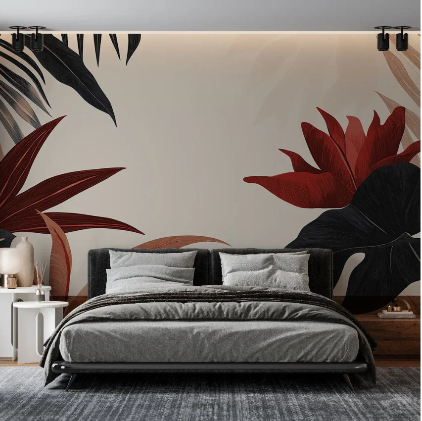 Custom size mural Vintage rainforest plant jungle leaf mural Home decoration plant tapestry decorative painting 3d wallpaper
