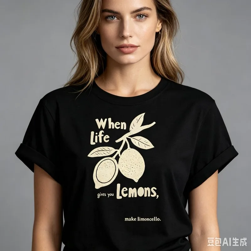 Lemon Graphic T-Shirt When Life Gives You Lemons Make Limoncello Quote Tees for Women Casual Loose Fit Summer Streetwear Top
