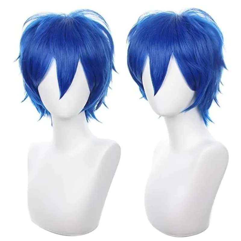 Anime Kaito Cosplay Wig Short Blue Mixed Heat Resistant Synthetic Hair Party Wigs image 5