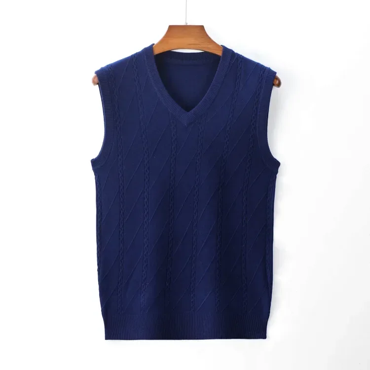 2025 Men's Business Casual Pullover VEST Warm Sleeveless Wool Knitted Sweater Vest Tops