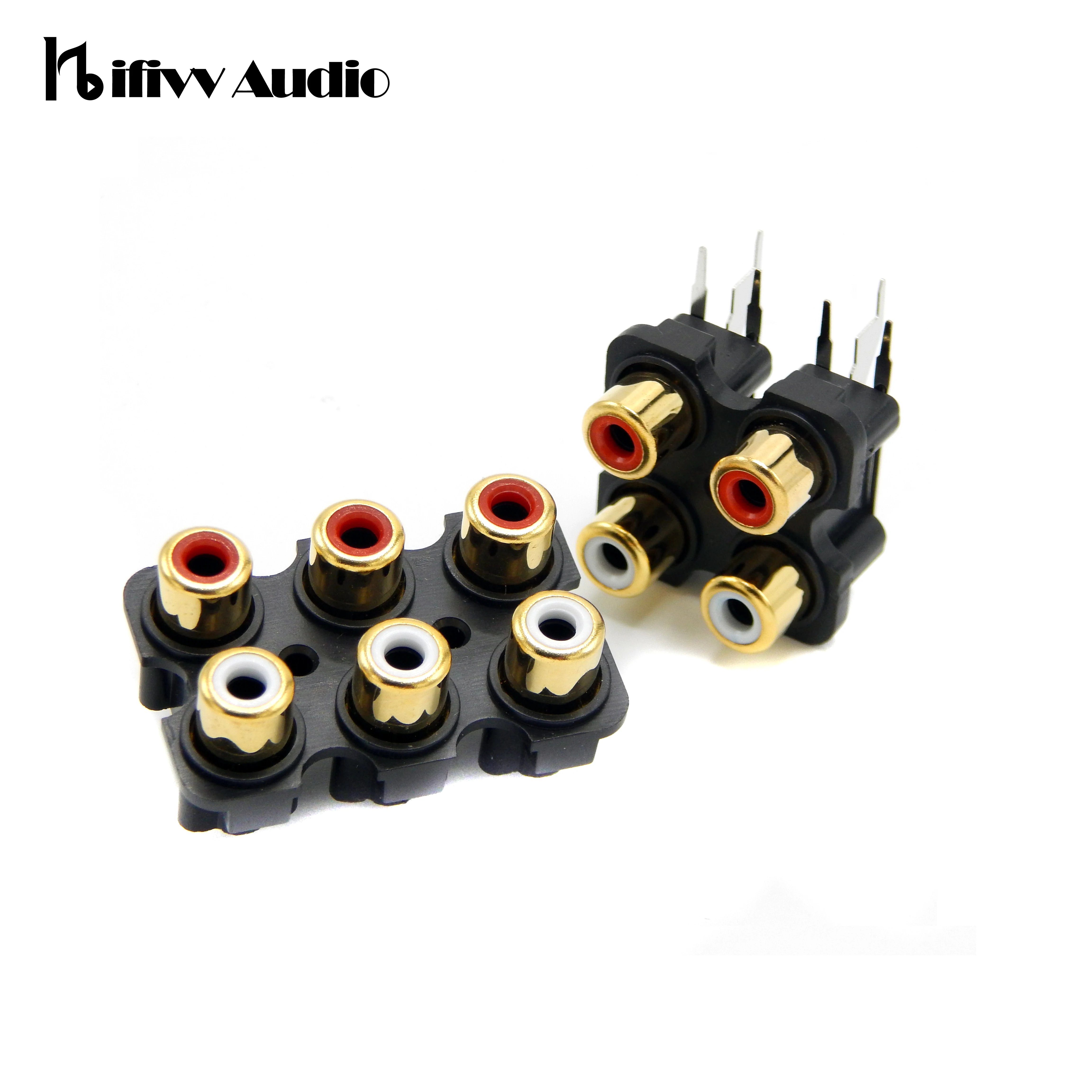 Hifi DIY Signal Cable RCA Plug Socket 4 Ways 6 Ways Gold-plated Of Audio Amplifier AV RCA-607 Female Socket Plugs Connector