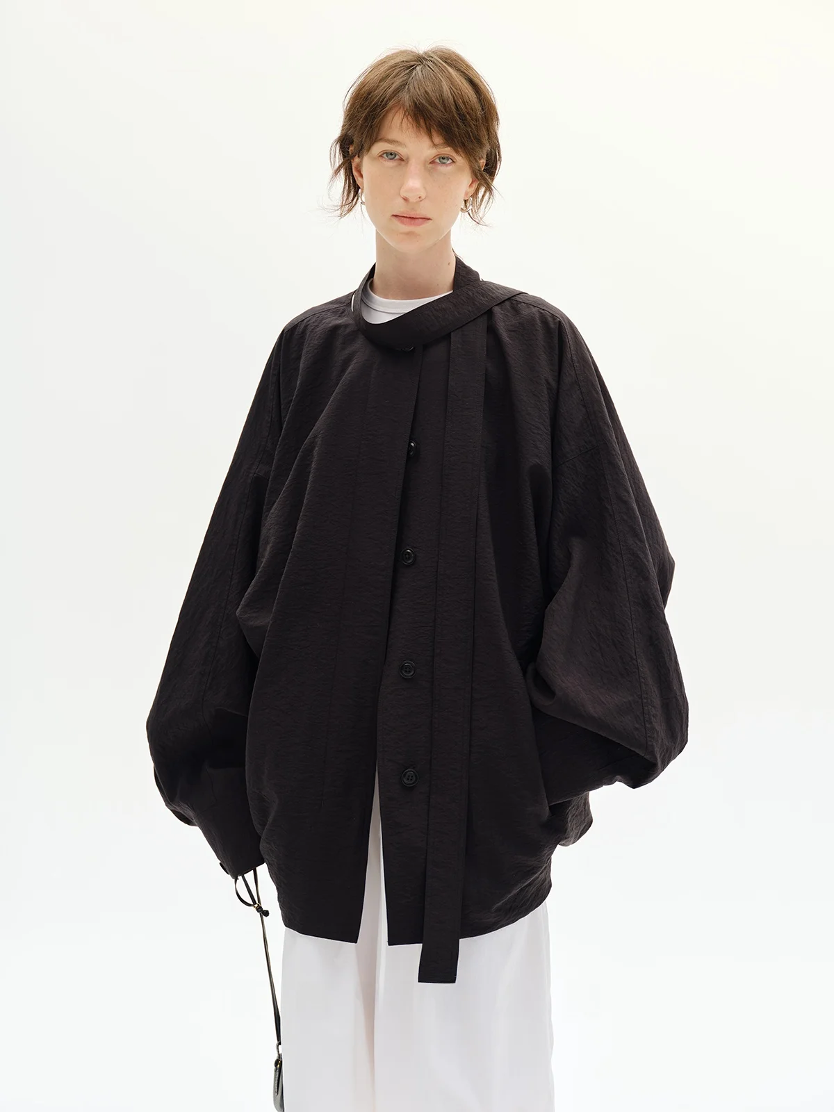 

REWEAR Текстурированный шелк, смешанный Batwing Sve, съемный Sa Ba, собранный на ор Jaet 250, женские свободные брюки для поездок на работу...