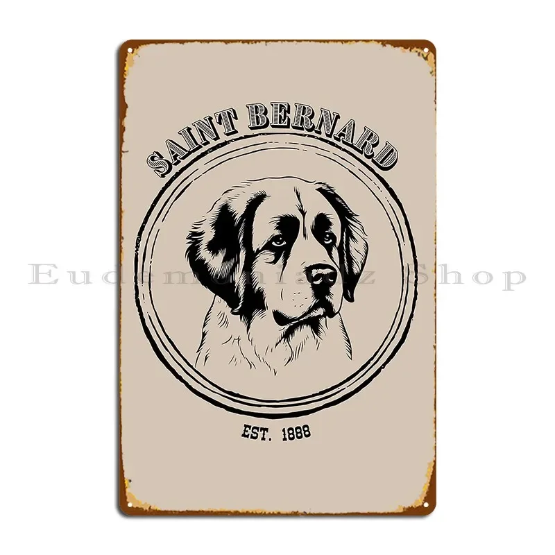 Rustic Breed Logo Saint Bernard Metal Plaque Wall Decor Wall Cave Wall Decor Cave Designs Tin Sign Poster