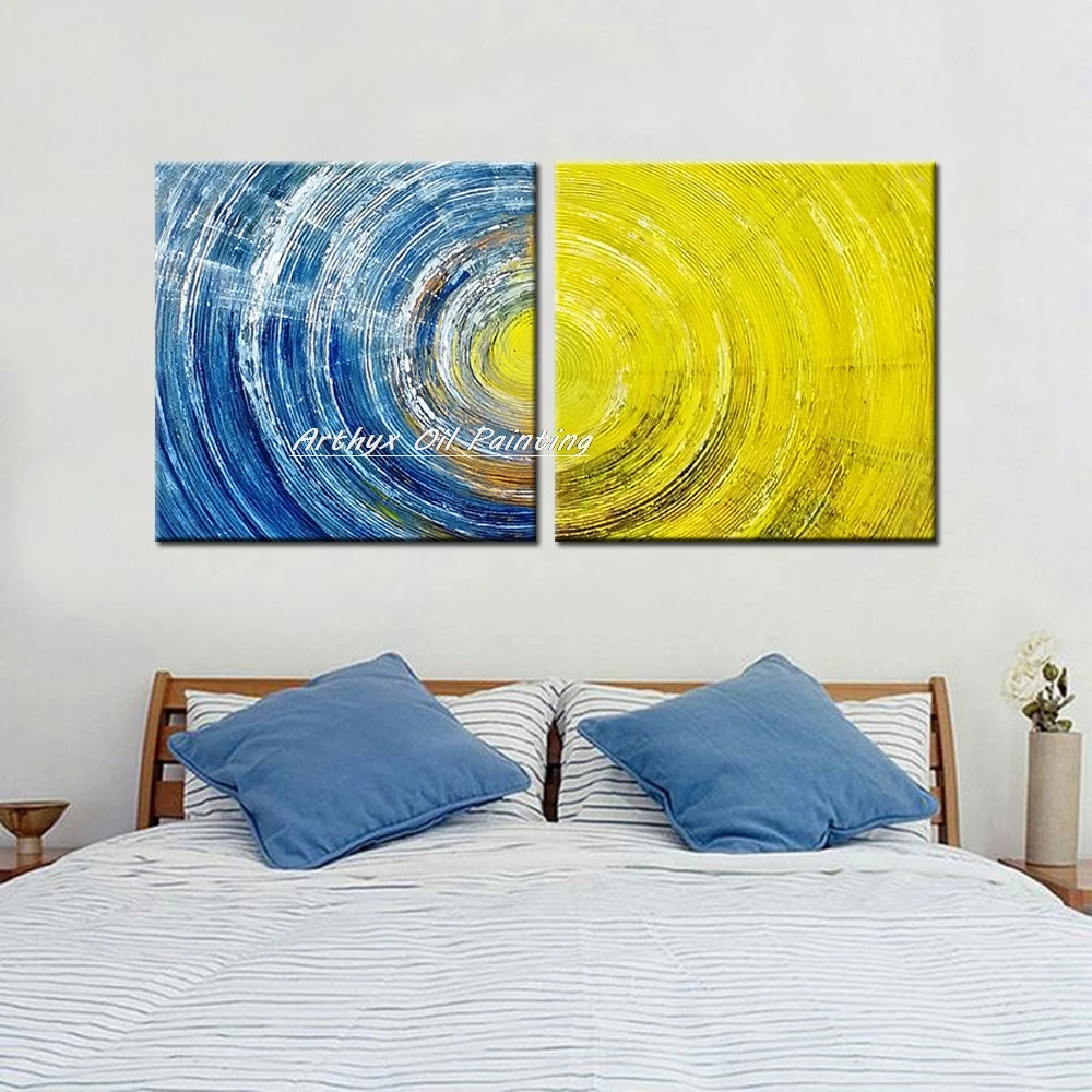 

Arthyx 2 шт., ручная роспись, картины маслом солнца на холсте, современное абстрактное текстурное искусство, настенные панно для гостиной, домашний декор