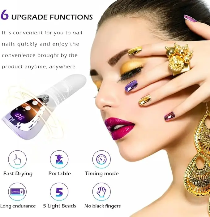 Lampada per unghie portatile per strumento per manicure con smalto gel Strumento per salone di nail art con luce UV per manicure