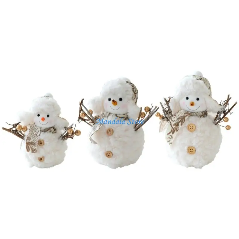 

U2JC Christmas Snowman Decorations Party Supplie Lovely Plush Snowman Ornaments For Home Party Indoor Garden Outdoor Use