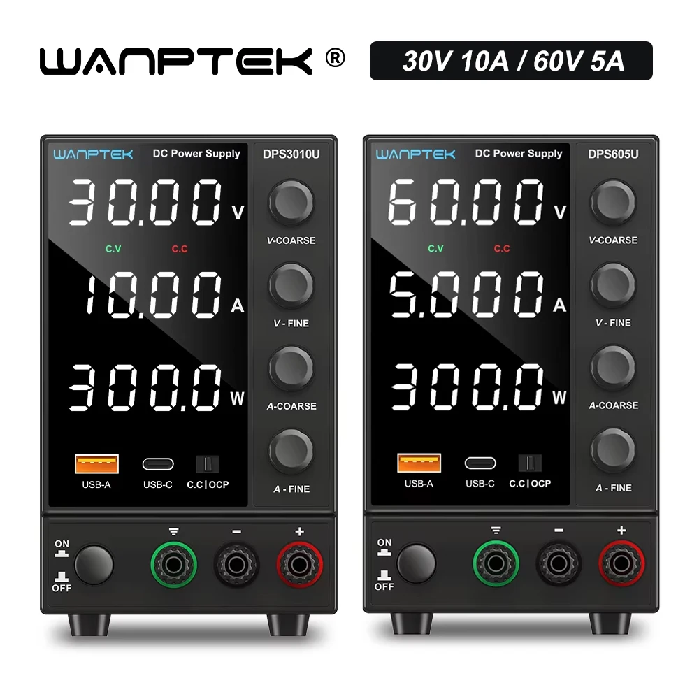 WANPTEK Laboratory DC Power Supply 30V 10A 60V 5A Adjustable Voltage Regulator Bench Power Source for Battery Charging