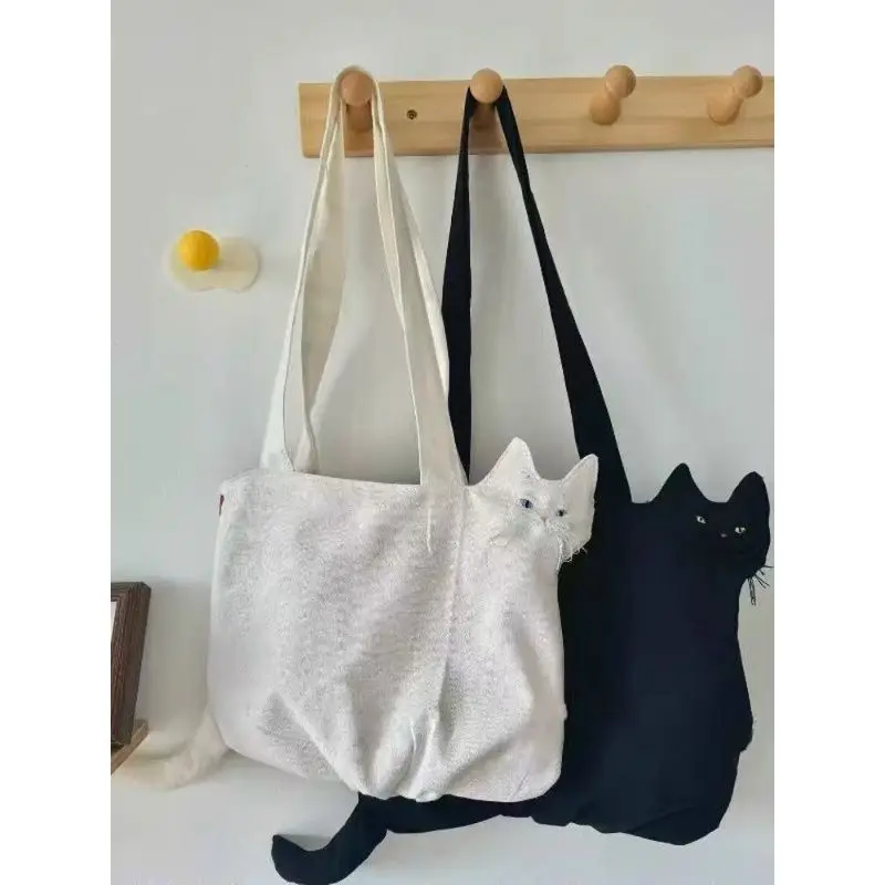 100% Cotton Bag 2026 New Fashion Simple Cat Vintage High-Capacity Shoulder Bag Handbag Mori Girl - view 4