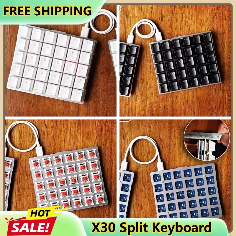 

X30 Split Keyboard Hot Swap Wired Single-mode Inline Mechanical Keyboard 1U 5x6Layout VIAL Ergonomic Keyboard Gaming Accessories