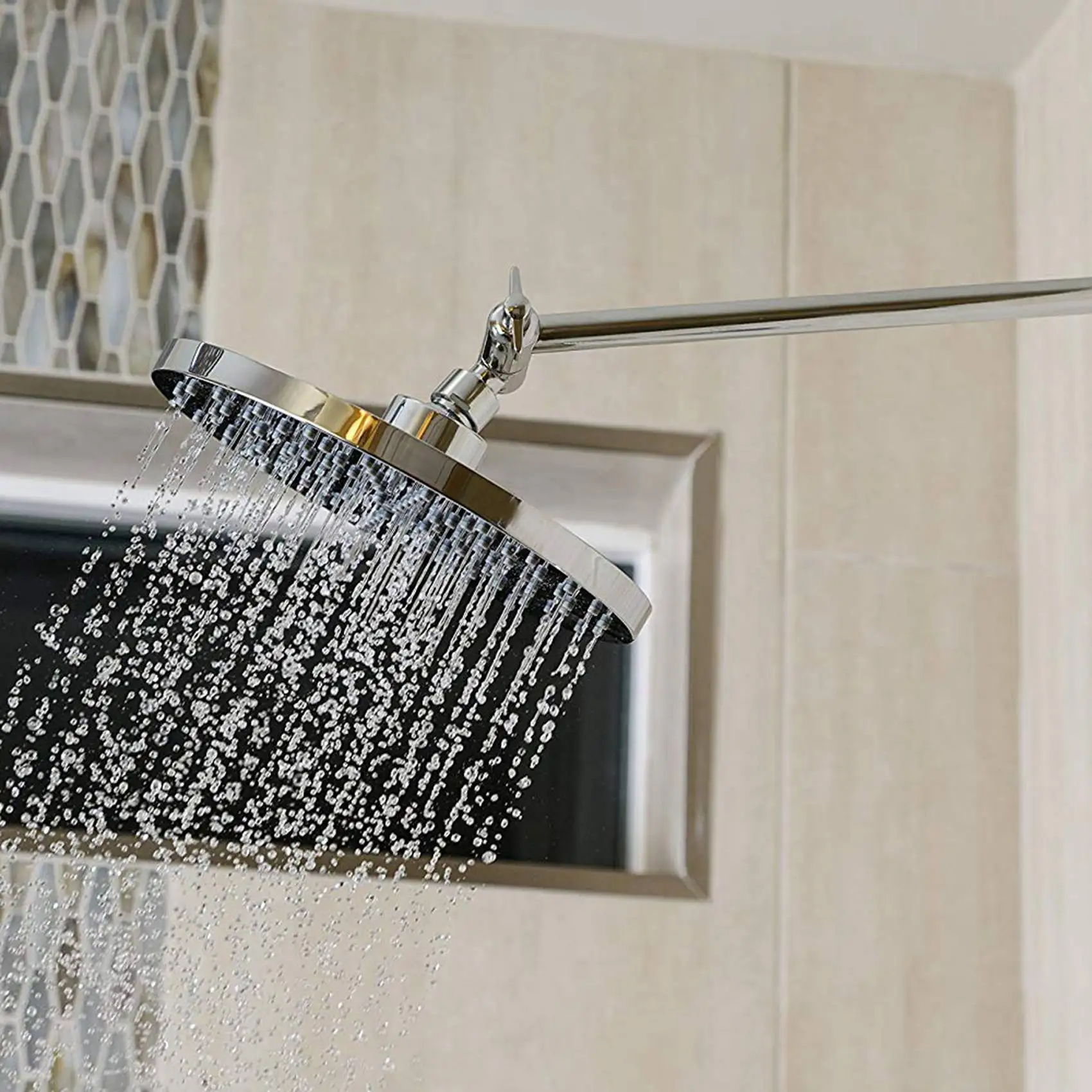 Extensão de braço de chuveiro ajustável ABFU-2X, braço de extensão de cabeça de chuveiro de latão com acabamento cromado altamente polido 11 + polegadas