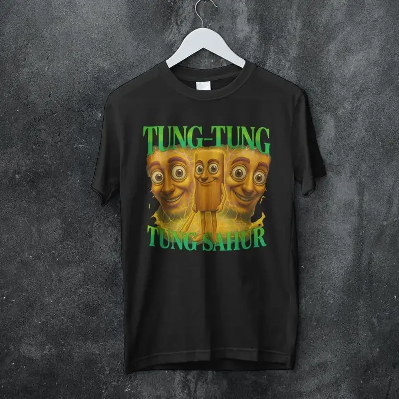 Tung Sahur Retrò Funny Shark Meme T shirt Tralalero Tralala Italian Brainrot Anomali fluo