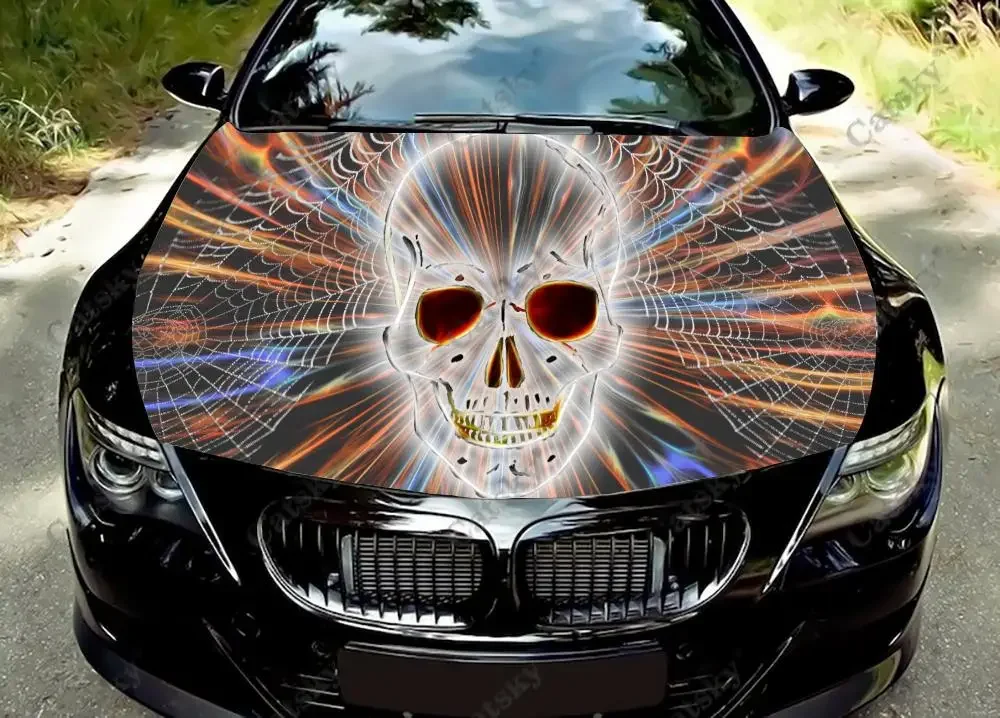 Skeleton horror death skull Car Hood Vinyl Stickers Wrap Vinyl Film Engine Cover Decals Sticker on Car Auto Accessories