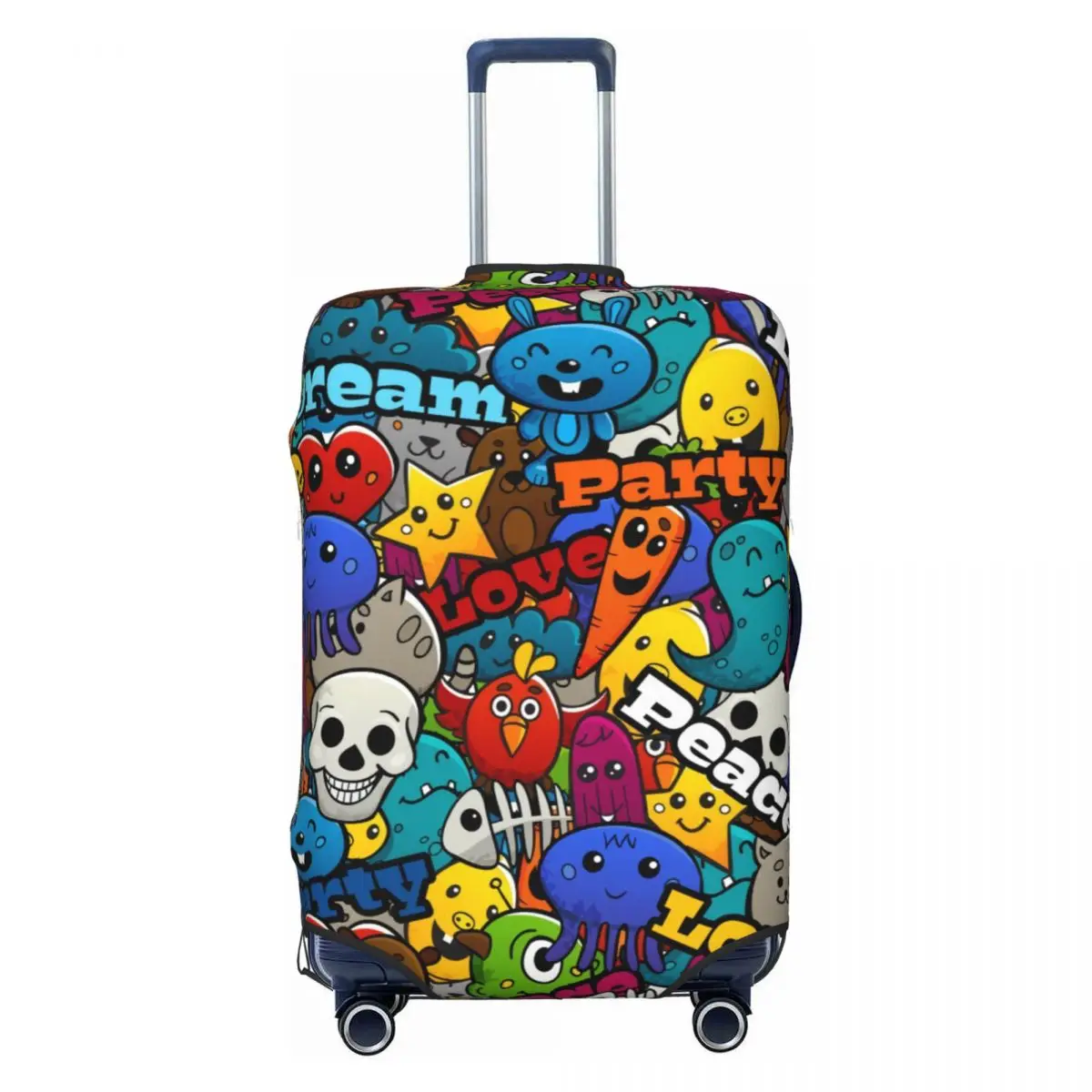 

Чехол для багажа с изображением граффити и черепа, эластичный уличный художественный дорожный чемодан, защитные чехлы, костюм для 18-32 дюймов