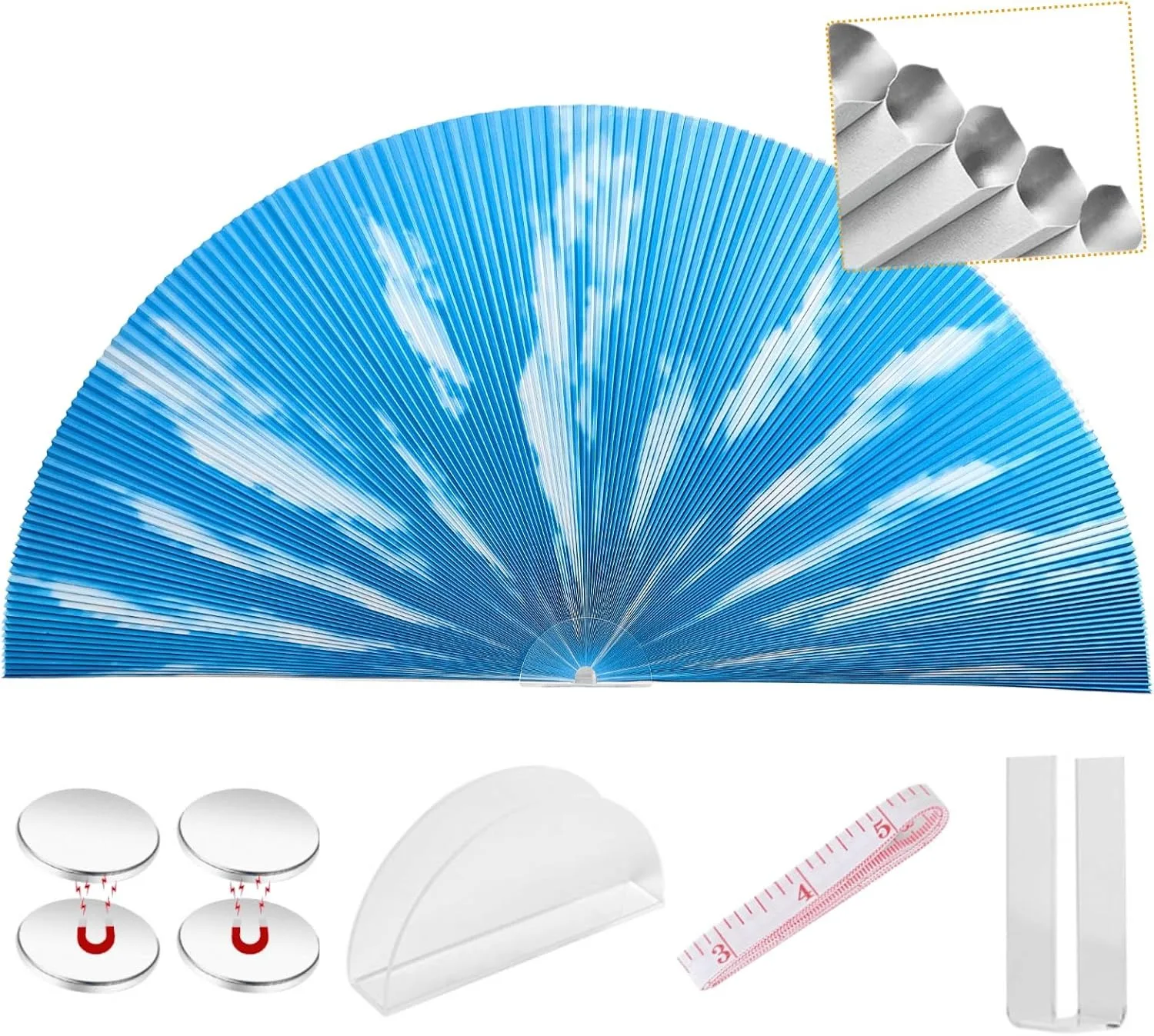 

Blackout Honeycomb Cellular Fabric Blinds No Drill Easy Install Unfolding Pleated Half Moon Shades