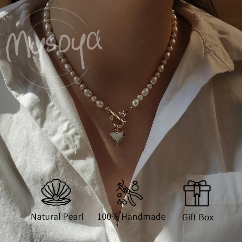 

Ожерелье из пресноводного жемчуга MYSOYA Rice Freshwater Pearl 6-7 мм, в подарочной коробке, подарок на день рождения, свадебные украшения, подарок для него/нее