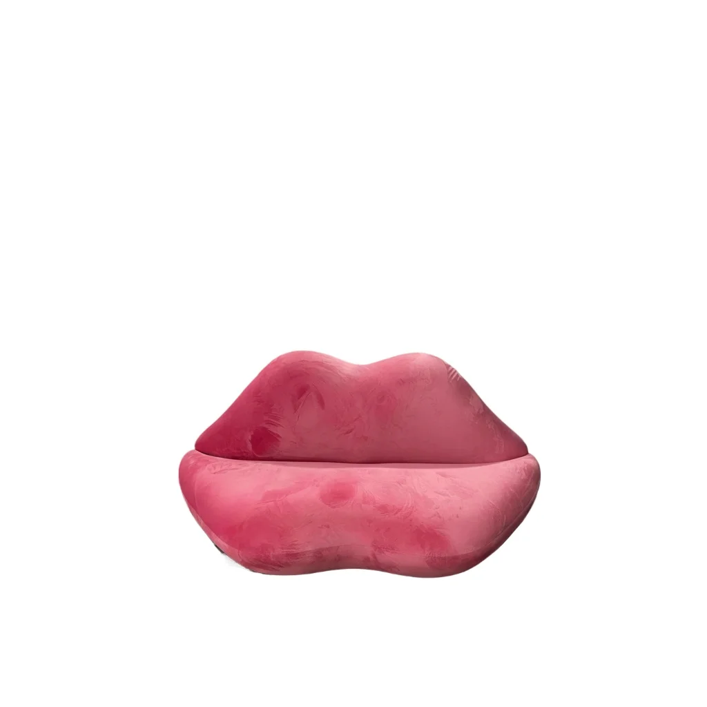 Iconic red lip sofa, luxury velvet fabric sofa, post-modern pop art style casual sofa, suitable for fashion boutique studio